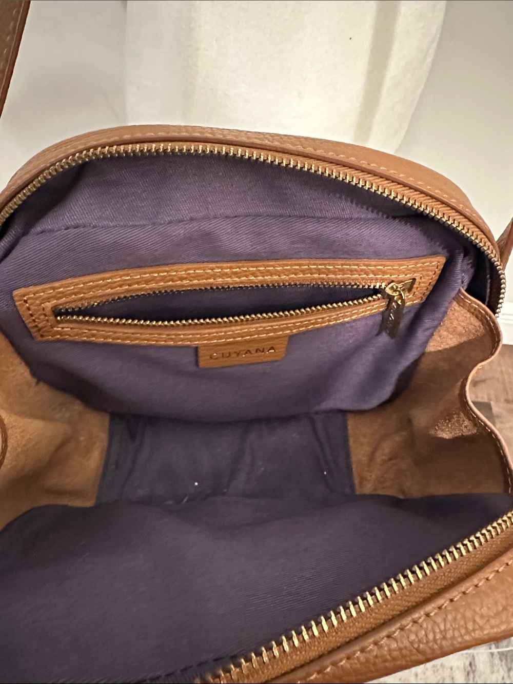 Cuyana Tan Pebbled Leather Crossbody Bag with Tassel - Picture 4 of 9